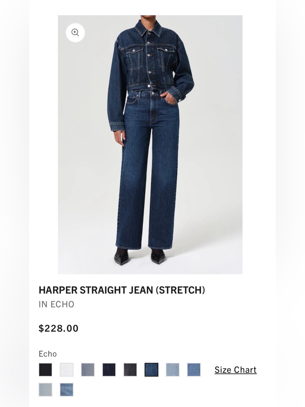Agolde Harper Straight Jean in Echo - size 26